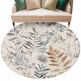 thumbnail image 2 of Farmhouse Leaves Round Area Rug 5 FT, Non Slip Bedroom Rugs, Pastoral Vintage Flowers Botanical Washable Soft Circular Carpet Non-Shedding Floor Mat for Kitchen Dining Room Foyer Balcony Dorm, 2 of 8