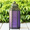 thumbnail image 3 of Moroccan Candle Lantern Decorative Set of 3 for Floor, Ramadan Decorations, Indoor Home Decor, Outdoor Patio or Porch, Weddings, Purple, 3 of 6