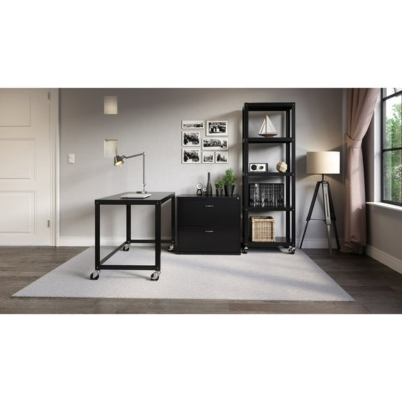 Hirsh 48" Wide Mobile Metal Desk for Home Office, Choose Color