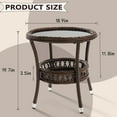 thumbnail image 2 of Outdoor Side Table Set of 2 Wicker End Table for Patio Rattan Side Table for Outside Brown Outdoor Patio Coffee Table with Storage & Glass Table Top Round for Backyard Porch, 2 of 8