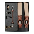 thumbnail image 3 of CTM  Elastic and Leather Suspender Gift Set with Clip Button and Swivel Ends (Men), 3 of 5