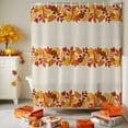 thumbnail image 3 of Shower Curtain 72"W x 96"L Thanksgiving Autumn Leaves Linen Texture Fabric Shower Curtains Set with Hooks Water Repellent Bathroom Curtains Machine Washable Bathroom Accessories, 3 of 6