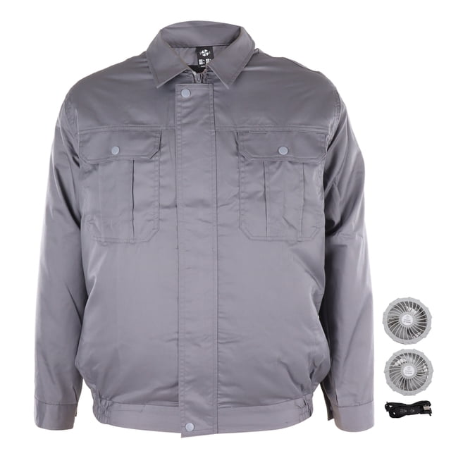 Chaqueta con ventilador de refrigeración Disipación de calor eficiente Protección UV Ropa con aire acondicionado y ventiladores para construcción exterior XXXL Gris claro