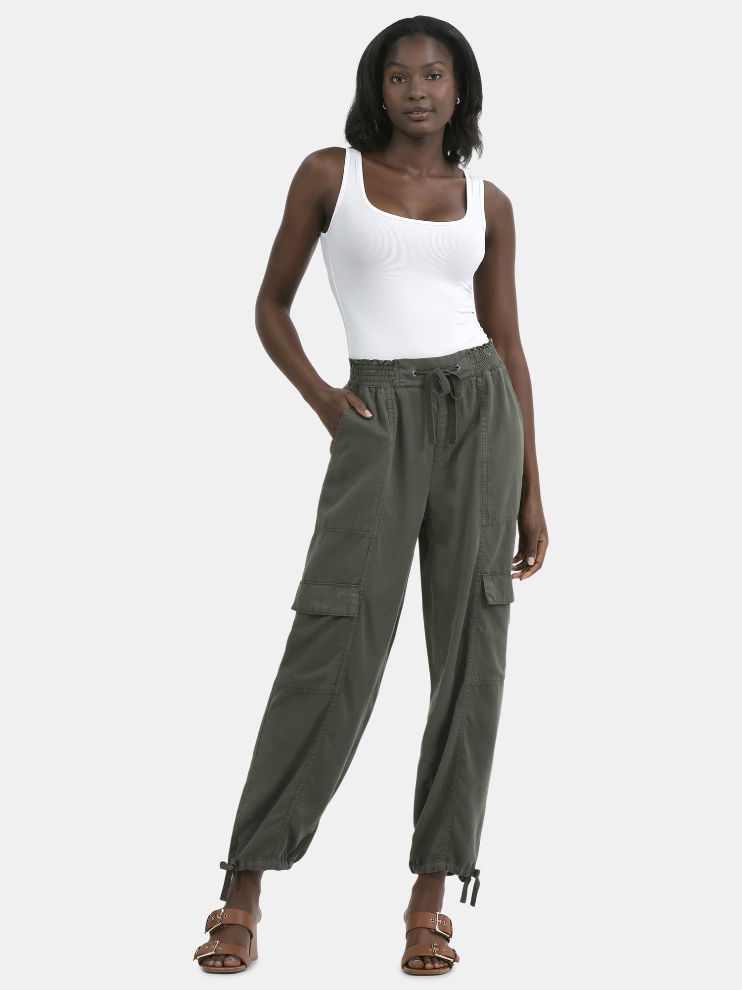 Time and Tru Women's High Rise Jogger Pants, 28" Inseam, Sizes XS-XXXL