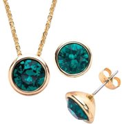 Swarovski Crystal 14kt Gold-Plated Necklace and Earring Set, Available in 12 Birthstones
