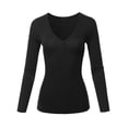 thumbnail image 2 of A2Y Women's Lightweight Long Sleeve V-Neck Ribbed Henley Tops Tees Black M, 2 of 5