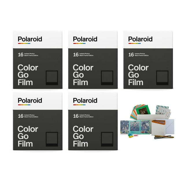 Película Polaroid Go Color, paquete doble, marco negro, paquete de 5