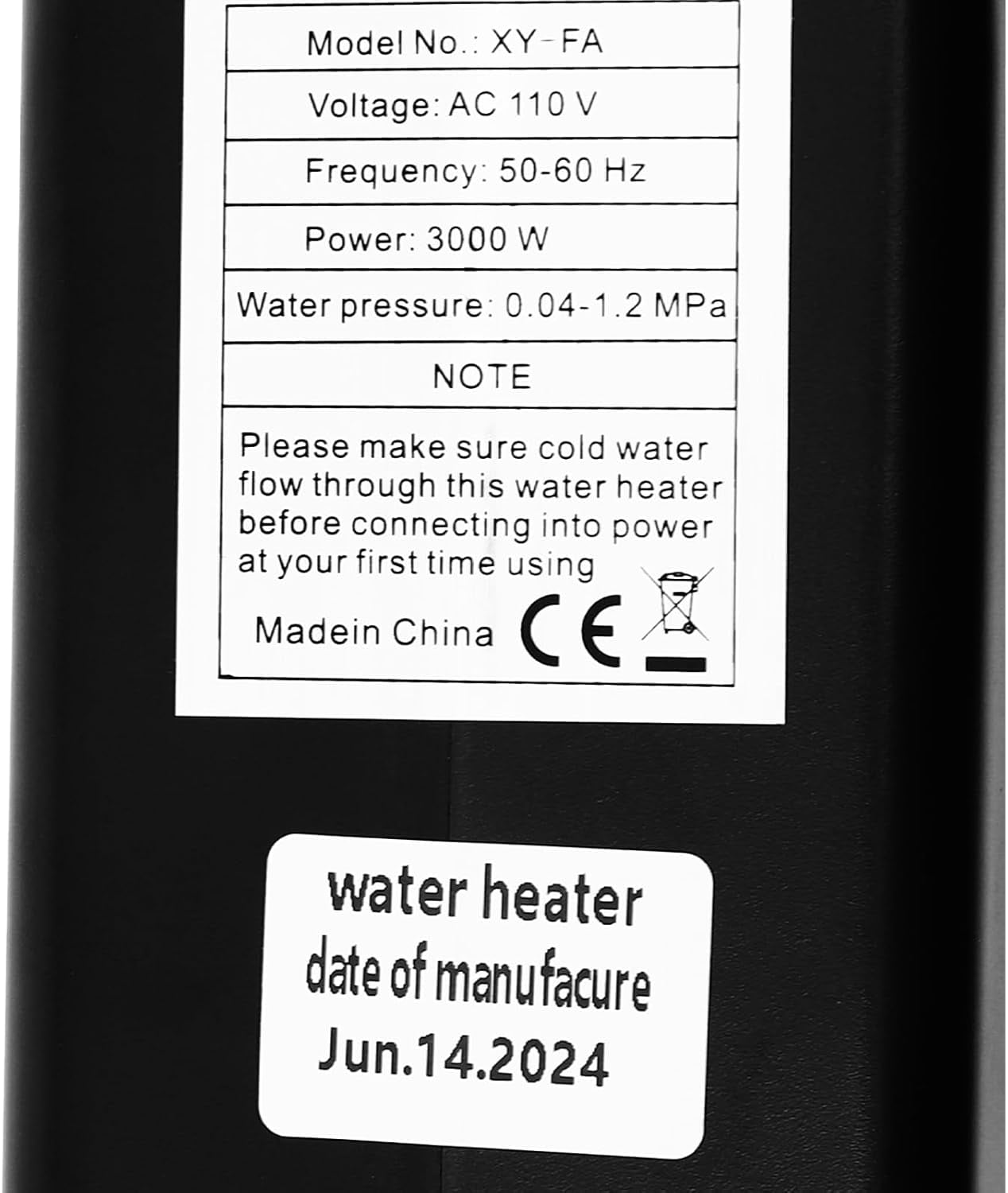 3KW Electric Tankless Water Heater, 110V Electric Water Heater Instant Hot Shower Kitchen Heater LED Display, Under Sink Plug in Tankless Water Heater on Demand for Kitchen Sink Faucet (Black)