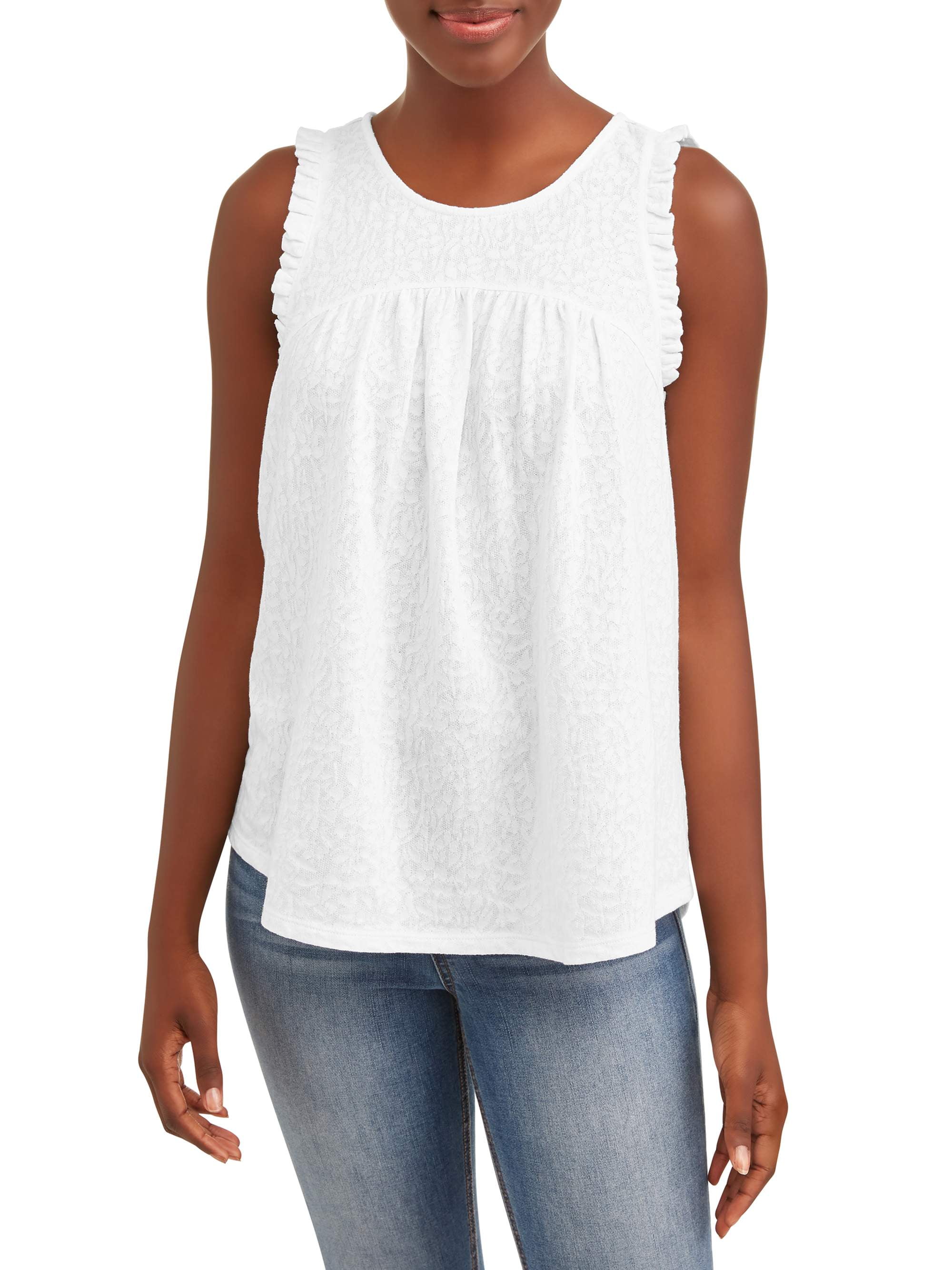 Time and Tru Women's Ruffle Tank Top