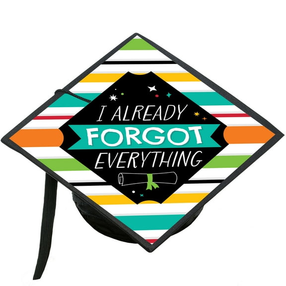 Big Dot of Happiness I Already Forgot Everything - Colorful Graduation Cap Decorations Kit - Grad Cap Cover