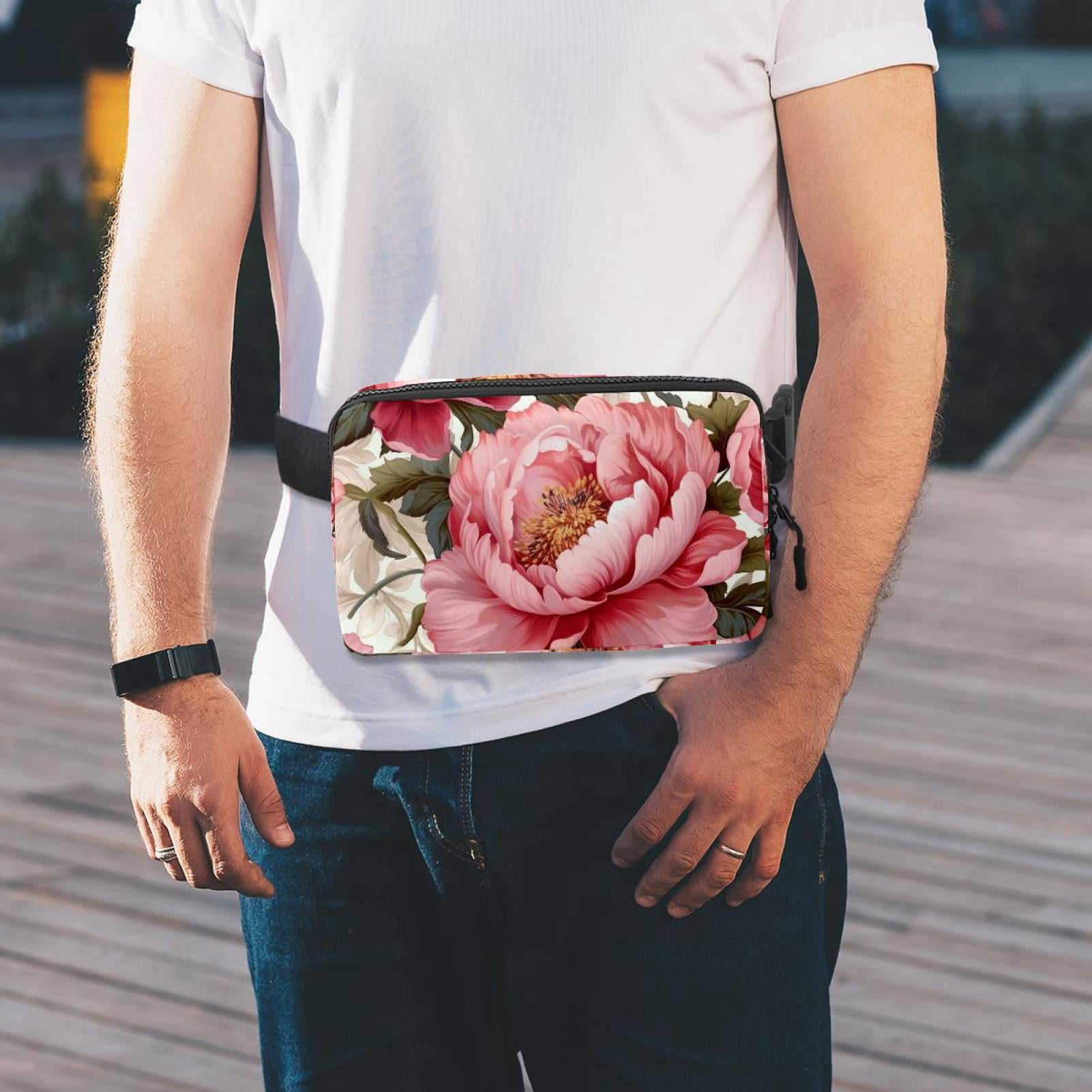 Peony Versatile Waist Bag, Crossbody Bag, Running Belt - Lightweight, Adjustable, with Extension Strap, Unisex