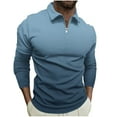thumbnail image 2 of Blusa y camisa de manga larga con cuello vuelto para hombre, jersey con cremallera, color liso, solapa, blusa de manga larga con cuello vuelto, blusa para hombre, blusa de poliéster, 2 of 5