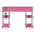 thumbnail image 3 of Pemberly Row Contemporary Wood Student Desk with Charging Station in Pink, 3 of 6
