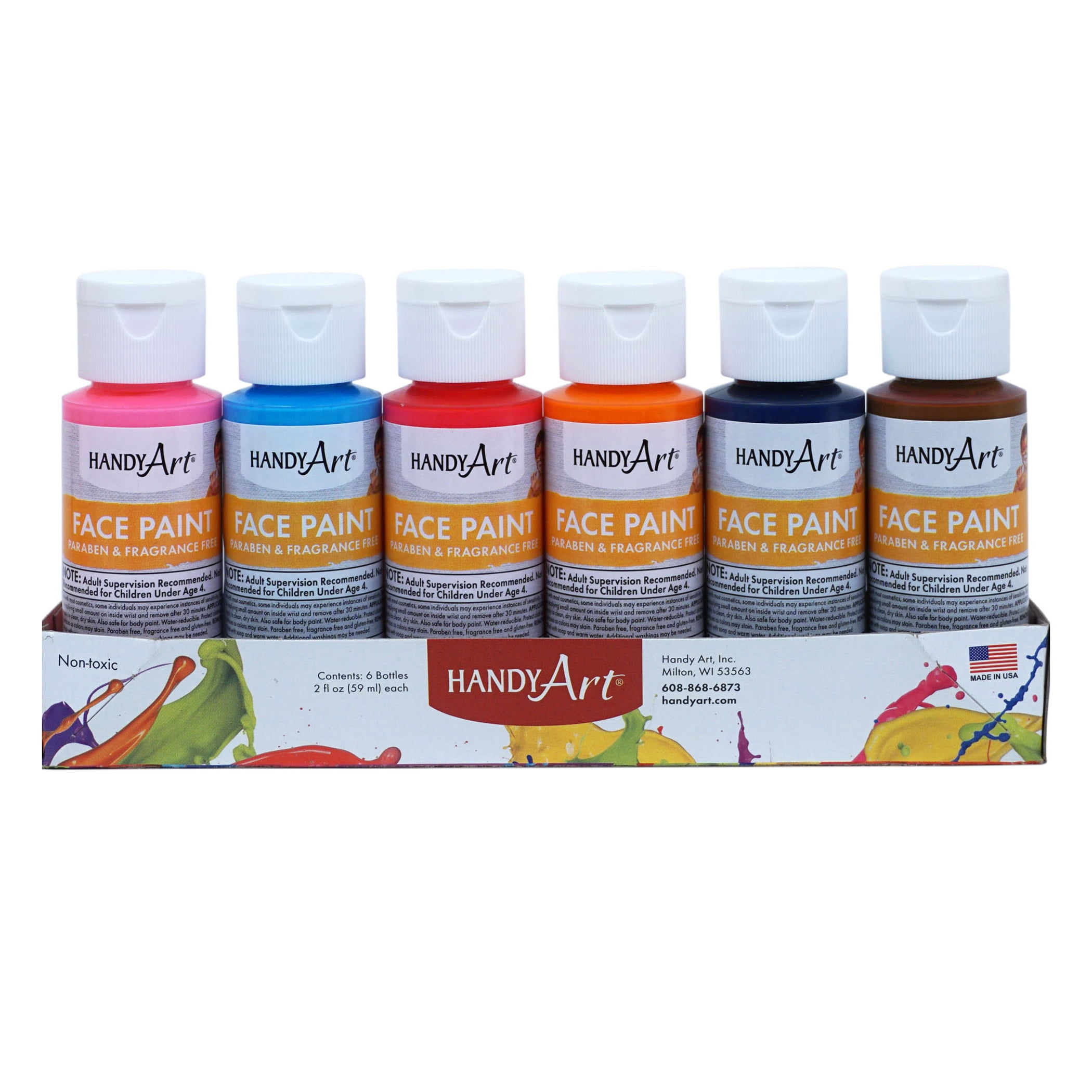 "Handy Art® Washable Face Paint Kit, Secondary colors, 2 oz. bottles