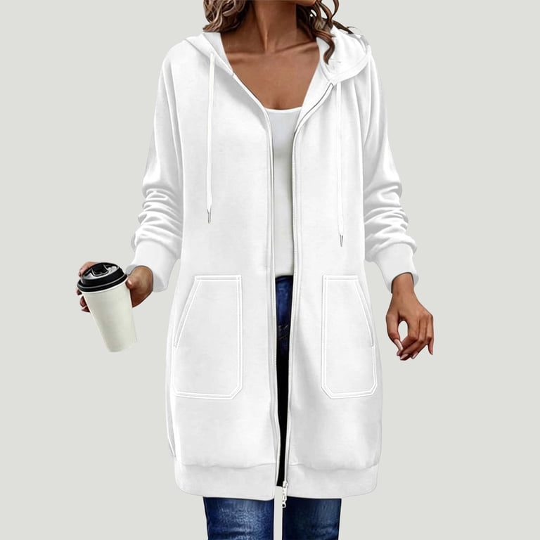 Levmjia Women's Longline Hoodie Sweatshirt Full Zip Up Hooded