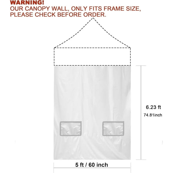 5x5 Canopy Sidewalls with 2 Pockets, 210D Oxford Fabric, & Waterproof