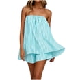 thumbnail image 2 of NominalSnug Lounge Sets for Women Matching Lounge Sets Striped Tube Tops Shorts Sets Summer Vacation Outfits, 2 of 6