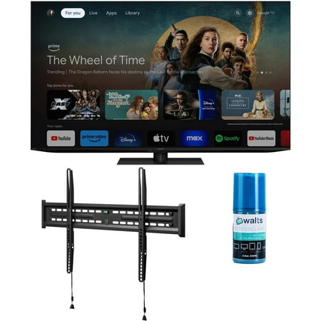 SHARP 4T-C65FV1U 65 Inch Class AQUOS XLED 4K Ultra HD Mini LED Google TV with a Walts TV FIXED-MOUNT-43-90 TV Mount for 43"-90" Compatible TVs and Walts HDTV Screen Cleaner Kit (2024)