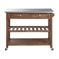 thumbnail image 5 of Benjara 2 Drawers Wooden Frame Kitchen Cart with Metal Top and Casters, Brown and Gray, 5 of 12