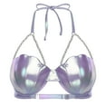 thumbnail image 3 of Kaerm Womens Shiny Mermaid Seashell Bikini Top With Pearl Beads For Club Festival Party Purple L, 3 of 8
