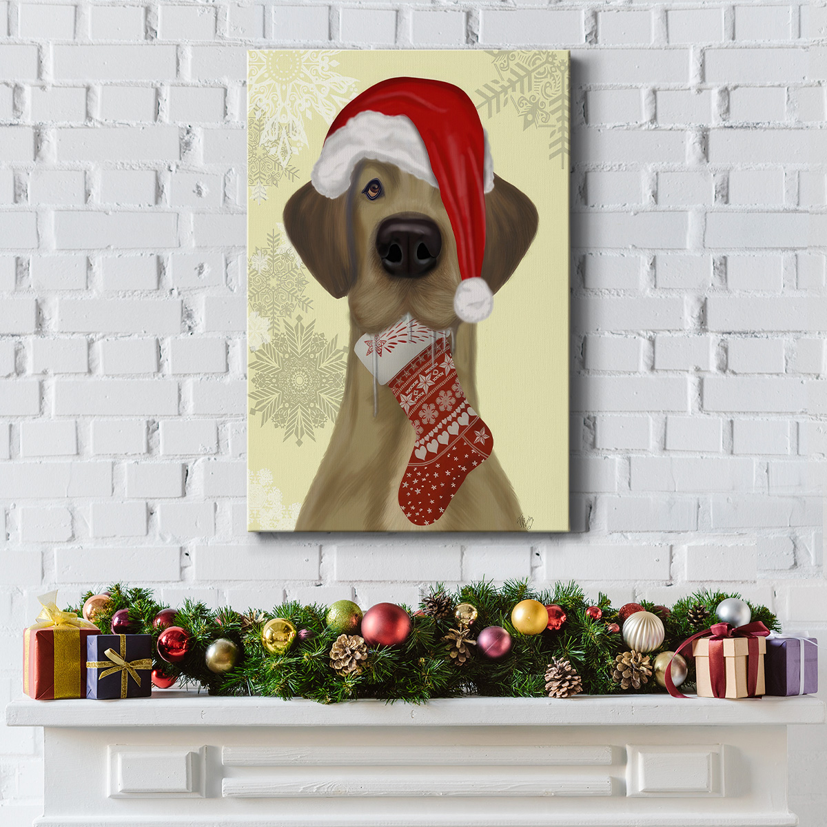 Christmas Drooly Christmas Dane- Gallery Wrapped Canvas