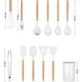 thumbnail image 5 of LINLIN 12pcs Silicone Cooking Kitchen Utensils Set with Holder, Nonstick Cookware,Heat Resistant Wooden Handles Cooking Tool, BPA Free Non Toxic Tongs Spatula Spoon Kitchen Gadgets Set, 5 of 7