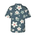 thumbnail image 4 of Qekee Blue Flower print Hawaiian Shirt for Men Short Sleeve Button Down Shirts Beach Tropical Casual Shirts, 4 of 9