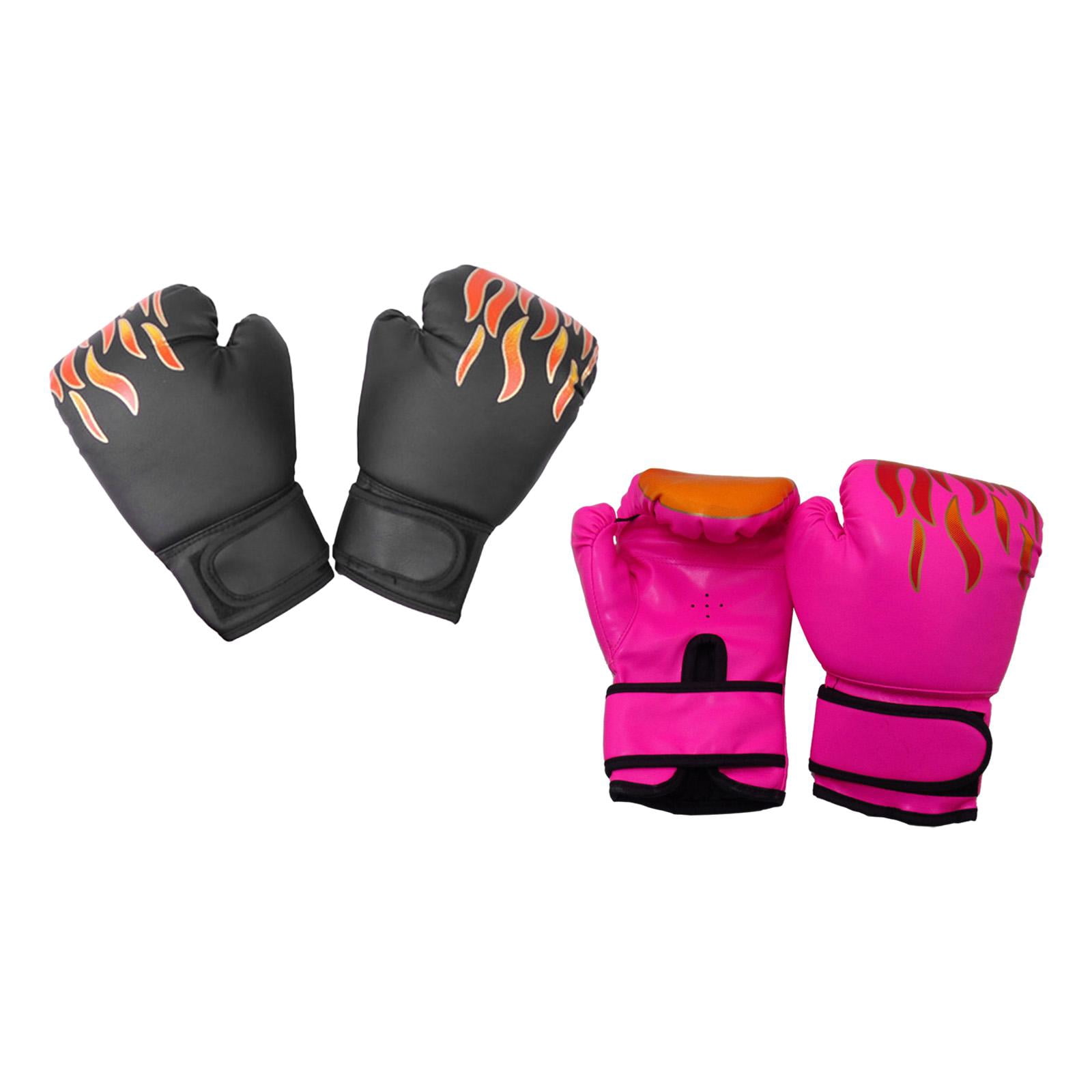 harayaa 2 Pair of Kids Boxing Gloves Punching Gloves Birthday Gift PU Leather Breathable Pink and Black