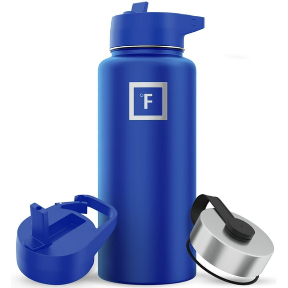 Botella de agua IRON °FLASK para acampar y senderismo, 960 ml, color cobalto