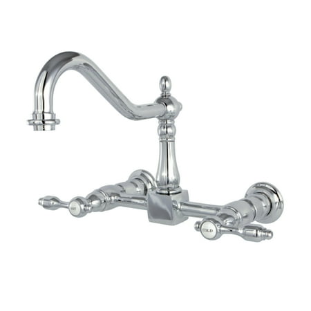 Kingston Brass KS1241TAL Tudor Wall Mount Bridge Kitchen Faucet, Polished Chrome