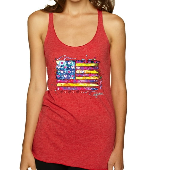 Wild Bobby, Colorful Neon Flag, Streetwear, Women Tri-Blend Racerback Tank Top, Vintage Red, X-Large