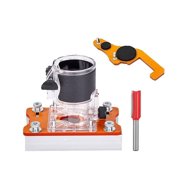 2-in-1 Woodworking Trimmer Slotting Auxiliary Positioning Bracket, Wood Trimmer Router Base, Adjustable Router Base Installation Tool for Invisible Screw Fasteners & Grooving in Cabinet Furniture