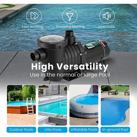 2.0HP Swimming Pool Pump Motor Filter Pump w/ Strainer In/ Above Ground 115/220V
