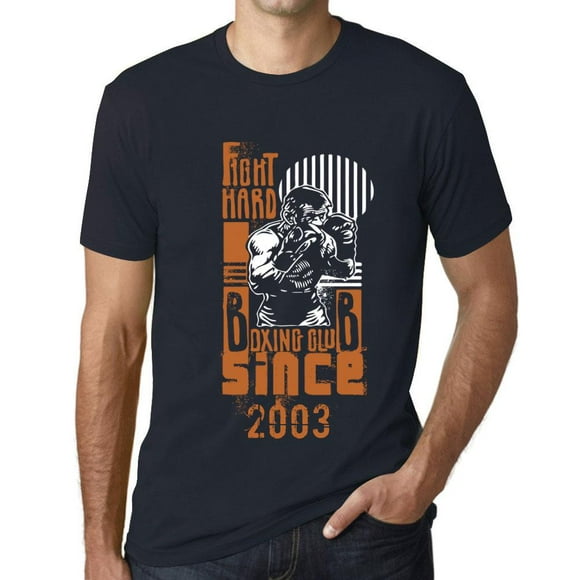 Men's Graphic T-Shirt Boxing Club Fight Hard Since 2003 21st Birthday Anniversary 21 Year Old Gift 2003 Vintage Eco-Friendly Short Sleeve Novelty Tee