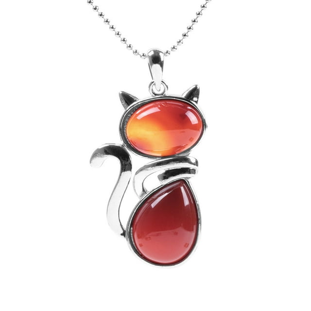 Colliers Pendentifs en Pierre Naturelle pour Femmes Perles en Forme de Chat Chaîne Bijoux