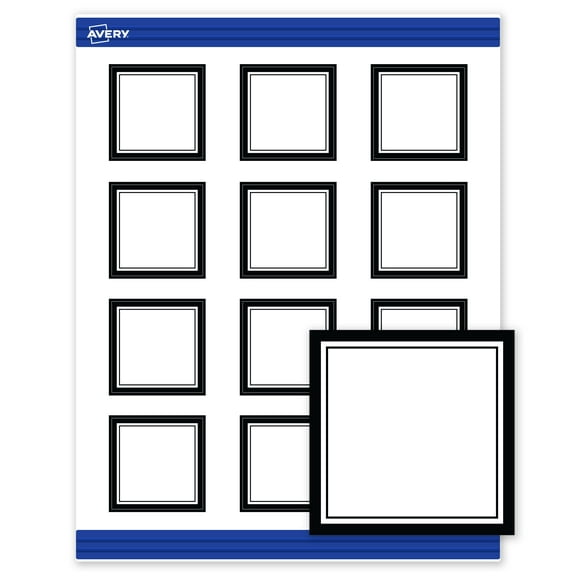 Avery 2" x 2" Cards, Double Black Border, 120 ct