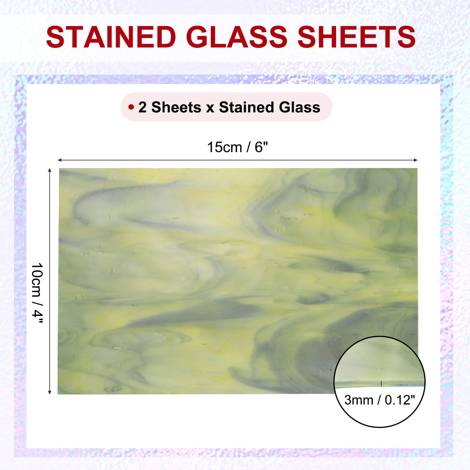 Uxcell 4 x 6" Stained Glass Sheets 2 Sheets Transparent Art Glass Green