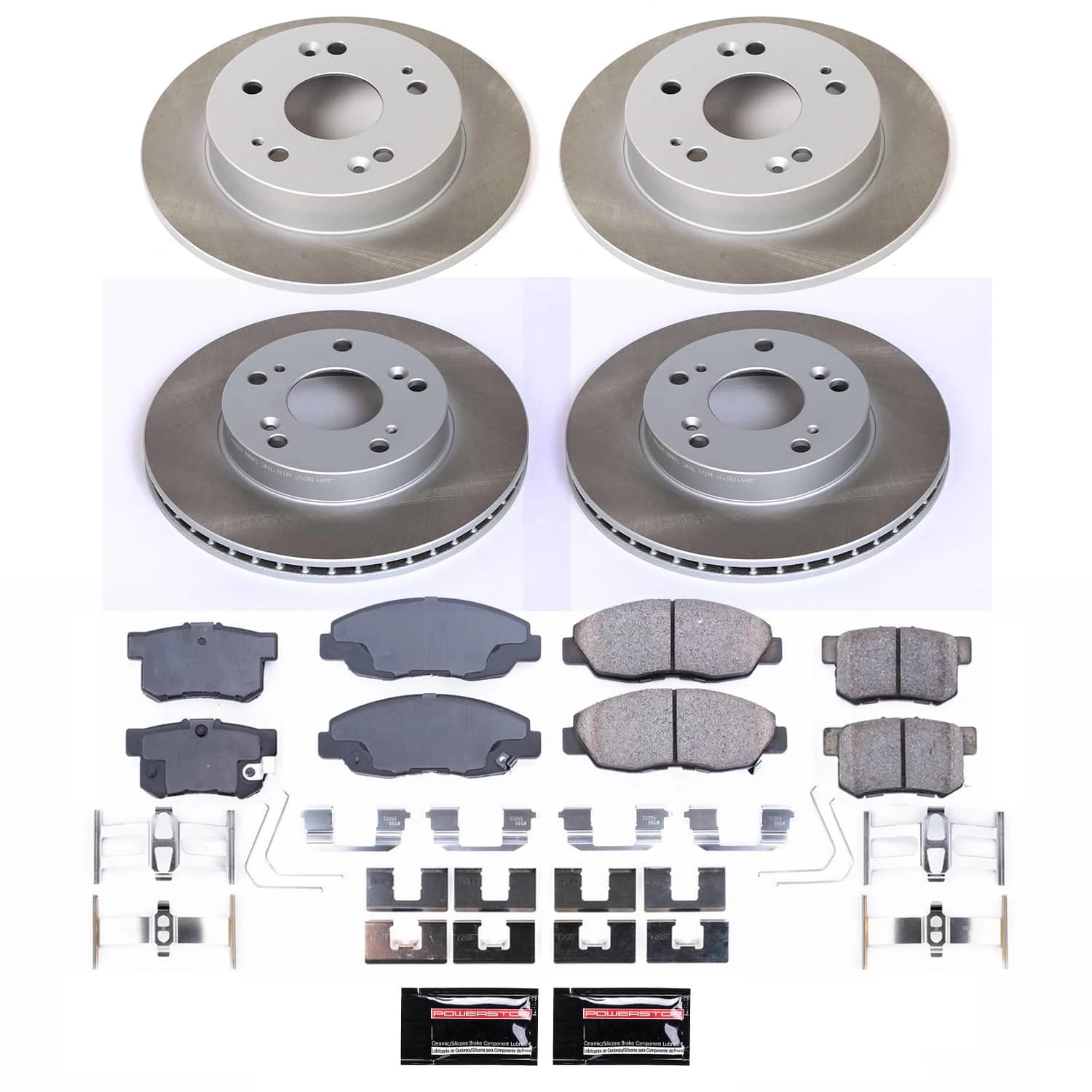 PowerStop Front and Rear Semi-Coated Rotor and Low-Dust Ceramic Brake Pad Kit SC6320