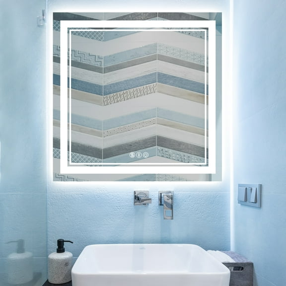 Vanity Trident LED Mirror with Touch ON/OFF Dimmer & Fog Free Function 36"X36"