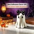 thumbnail image 7 of Cute Ghost Figurine with Black Polka Dot Bow, 5.9 Inch Spooky Tabletop Resin Statue, Halloween Home Decor Ornament for Shelf Desk, 7 of 7