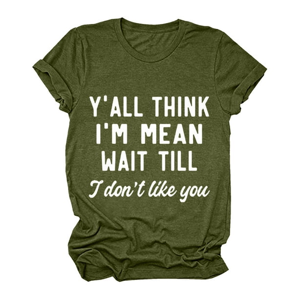 Gibobby Camisetas Mujer Manga Corta Camiseta estampada para mujer, camiseta informal con manga corta y letras para mujer(Verdemilitary,G)