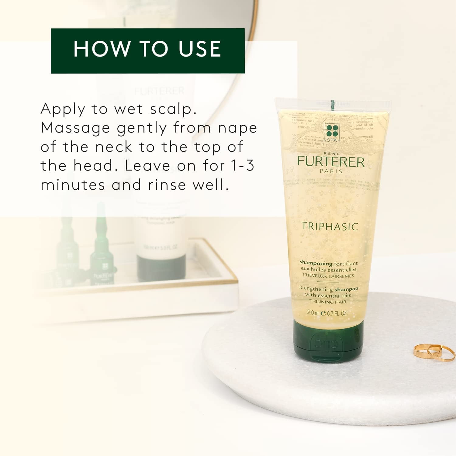Rene Furterer TRIPHASIC Thickening Shampoo – For Thinning Hair – Improves hair density & strength, 6.7 fl oz