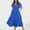 Blue, variant on Blue Women's Summer Maxi V Neck Dress Beach Sundresses With Pockets Ruffle Short Sleeve Wrap Casual Shift Dress Boho Beach Vacation Flowy
