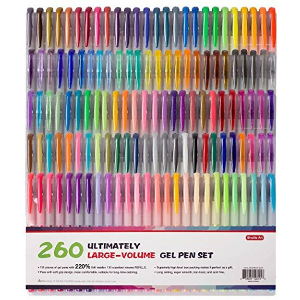 Shuttle Art 260 Colors Gel Pens Set 220 Ink Gel Pen for Adult Coloring
