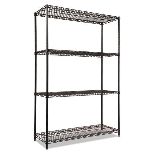 Alera NSF Certified Industrial 4-Shelf Wire Shelving Kit 48wx18dx72h Black