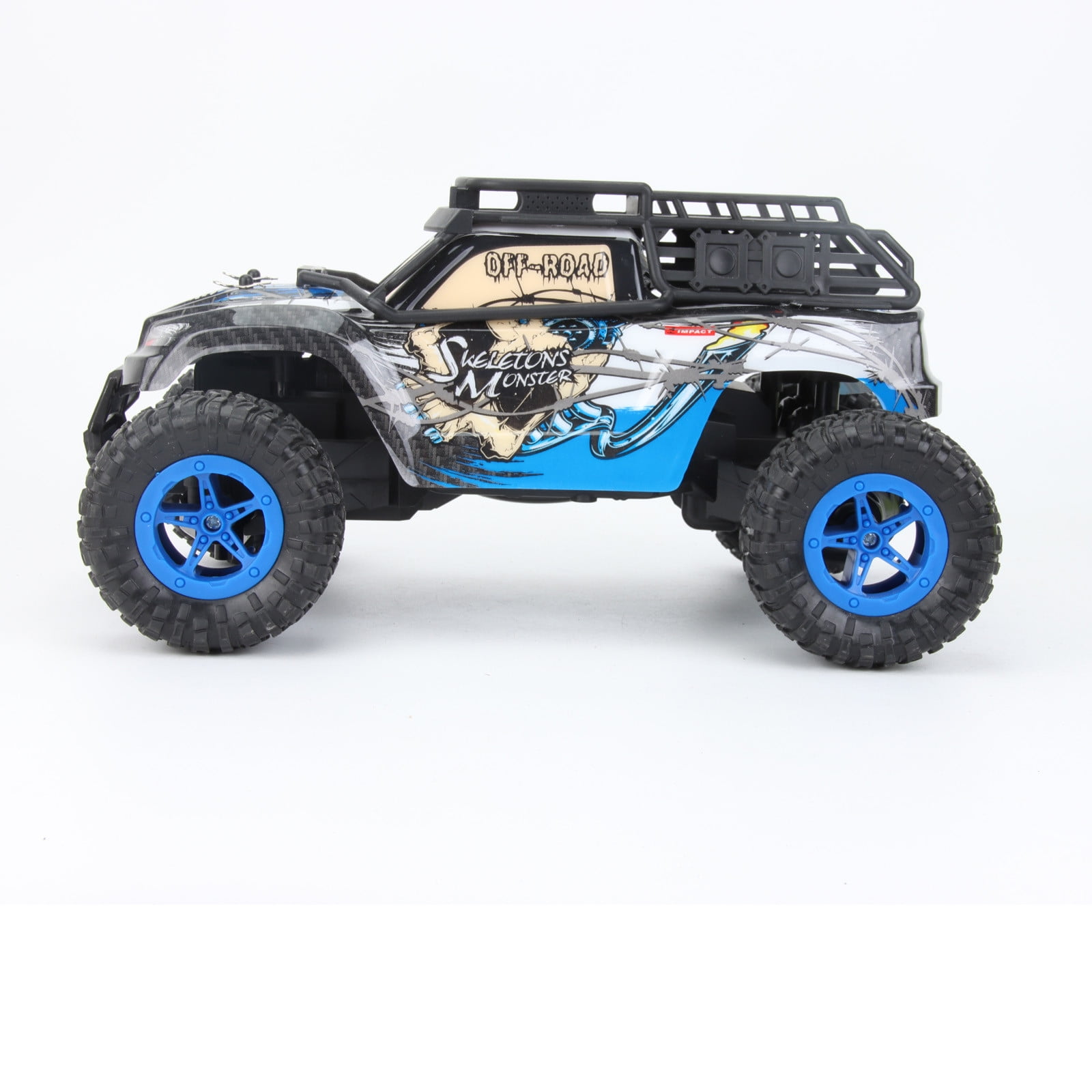 ​1:16 Scale Beginner RC Truck - 18km/h Speed, Dual Batteries & Pistol Grip Remote - Grass & Dirt Use Age 8+​​ Blue