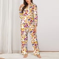 thumbnail image 2 of Bingfone Womens Pajama Sets flowers and flying butterflies Print,Long Sleeve Loungewear Pajamas Set-Large, 2 of 7