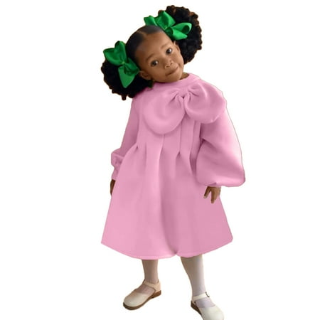 

Baby Girl Dresses Kids Toddler Baby Girls Autumn Winter Solid Cotton Warm Thick Long Sleeve Princess Dress Clothes