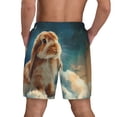 thumbnail image 2 of Lsque Mens Swim Trunks Starry Sky Cloud Cute Rabbit Pattern - Bathing Suit Compression Liner - Beach Swim Shorts Swimwear - (S-3XL) - Stretch Quick Dry -Large, 2 of 9