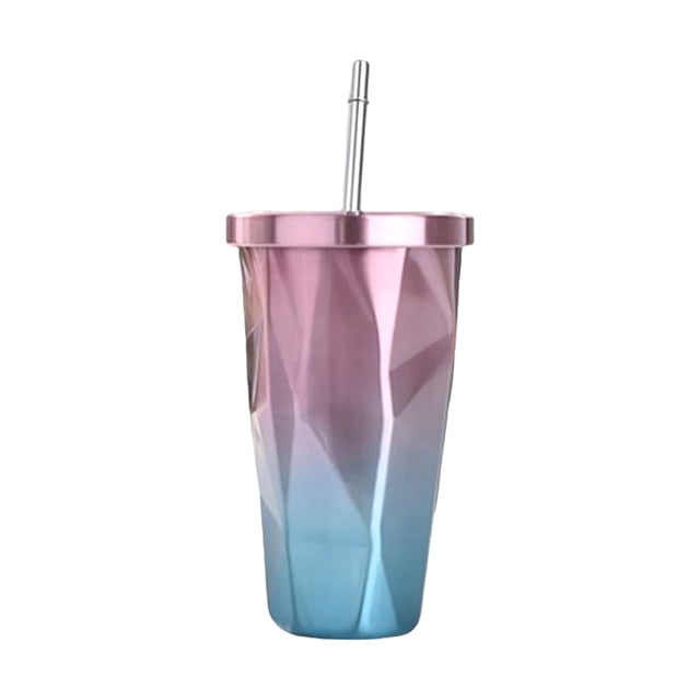 Yuarrent Taza de agua con botellas de paja para niños y adultos, tetera de viaje para senderismo, taza de café y bebida de acero inoxidable, vajilla Utensilios de cocina Azul morado Yuarrent HA066249-01